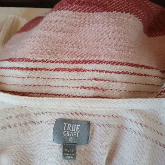 True Craft Red Striped Oversized Kimono Topper S/XS - Picture 7 of 8